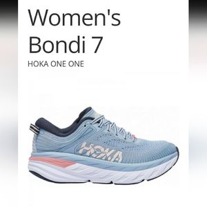HOKA ONE ONE Bondi 7 Women's Cushioned Running Shoes Size 9.5 Blue Sneaker